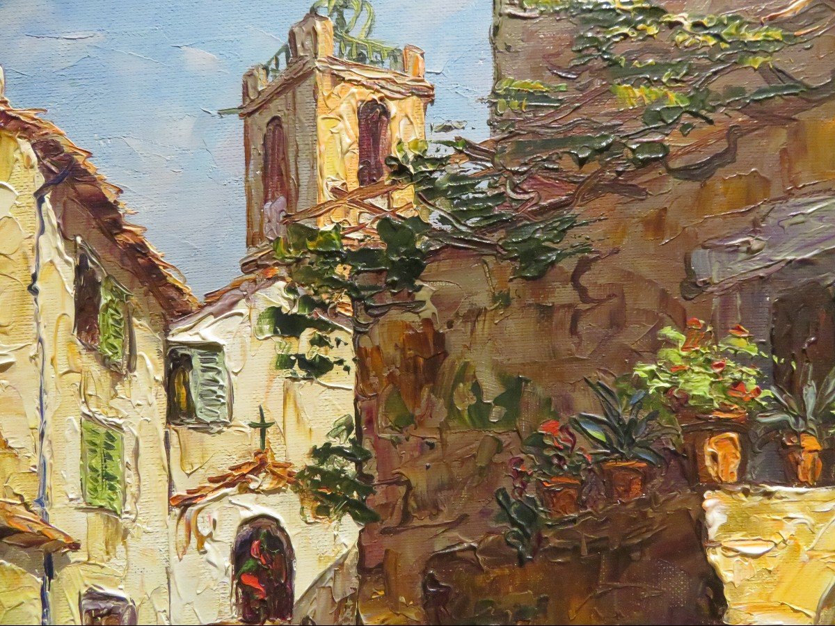 Oil Painting By Lucien XIm View Of Cagnes Sur Mer 06-photo-3