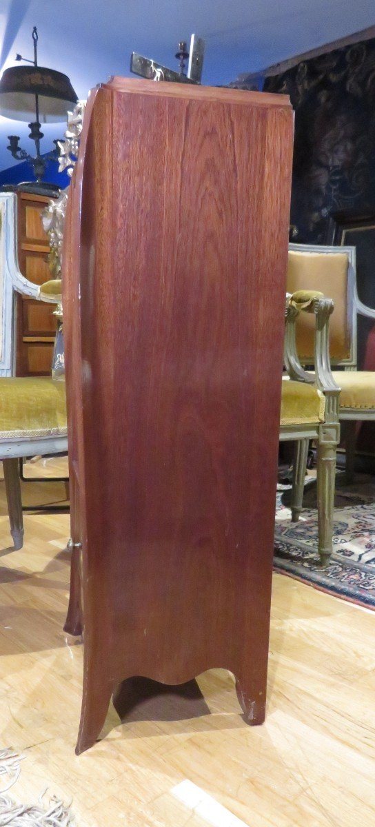 Leleu Circa 1950 Bedside Nightstand In Mahogany Curved Legs A Drawer And Shelf-photo-2