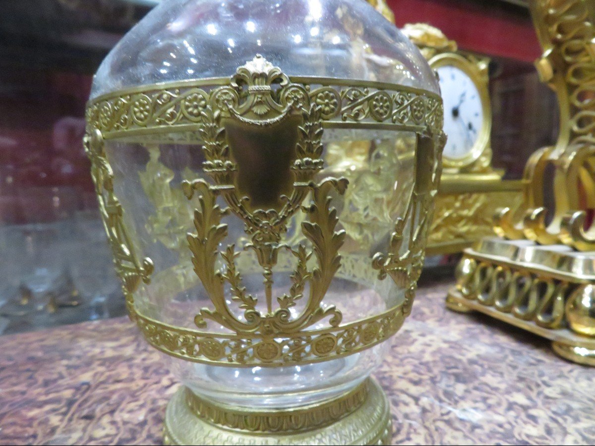 Old Empire Decanter Ewer Nineteenth Time In Crystal And Gilt Bronze Les Arts Eagle Imperial-photo-6