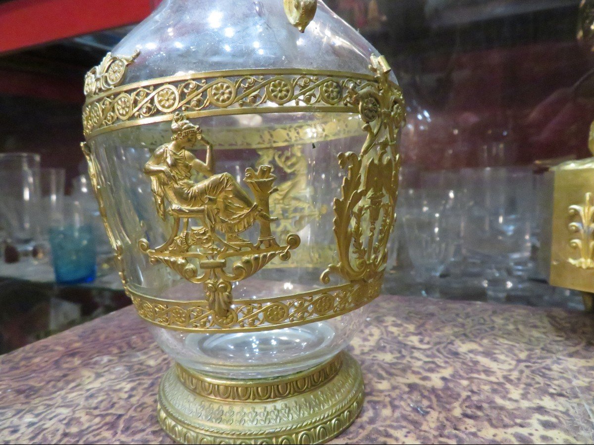 Old Empire Decanter Ewer Nineteenth Time In Crystal And Gilt Bronze Les Arts Eagle Imperial-photo-7