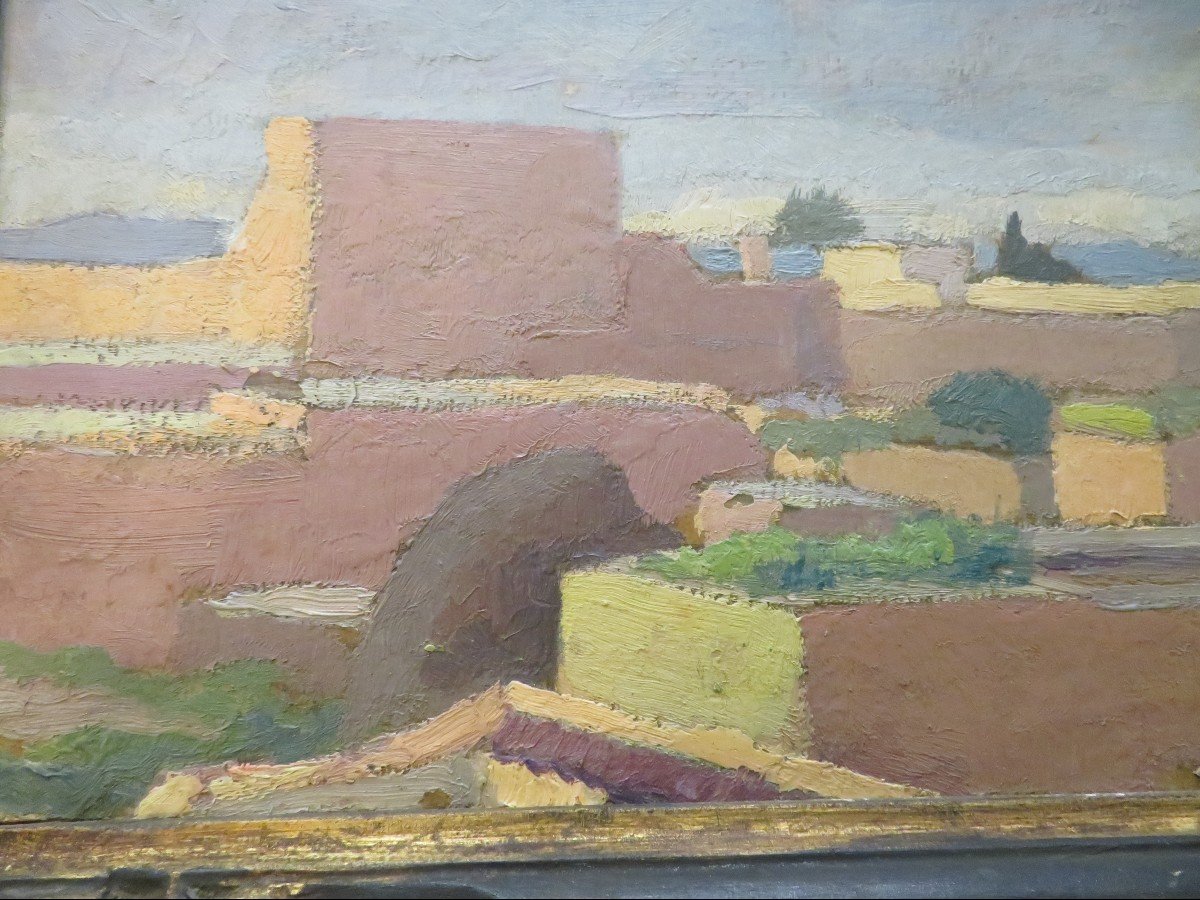 Old Orientalist Painting Marrakech Morocco By Marcel Vicaire In 1931 Oil On Cardboard-photo-4