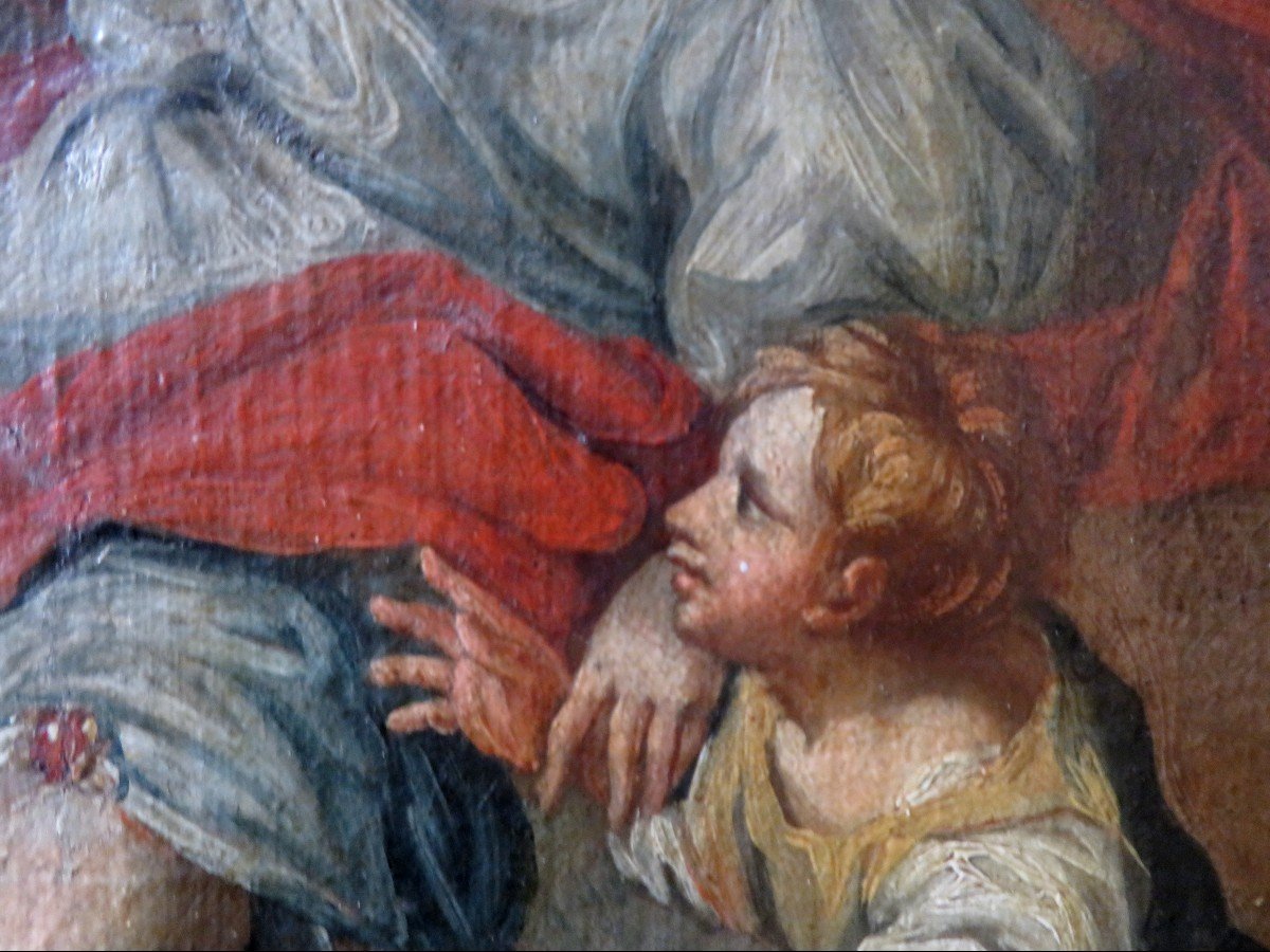 Ancien Tableau Huile Sur Toile Fin XVIIIe - XIXe L Archange  Raphael montrant la voie religieux-photo-4