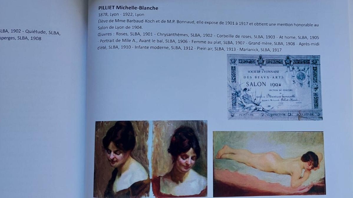 Ancien Grand Tableau Jeune Fille Nue Par Blanche Pilliet Ecole Lyonnaise  Oeuvre Primée -photo-4