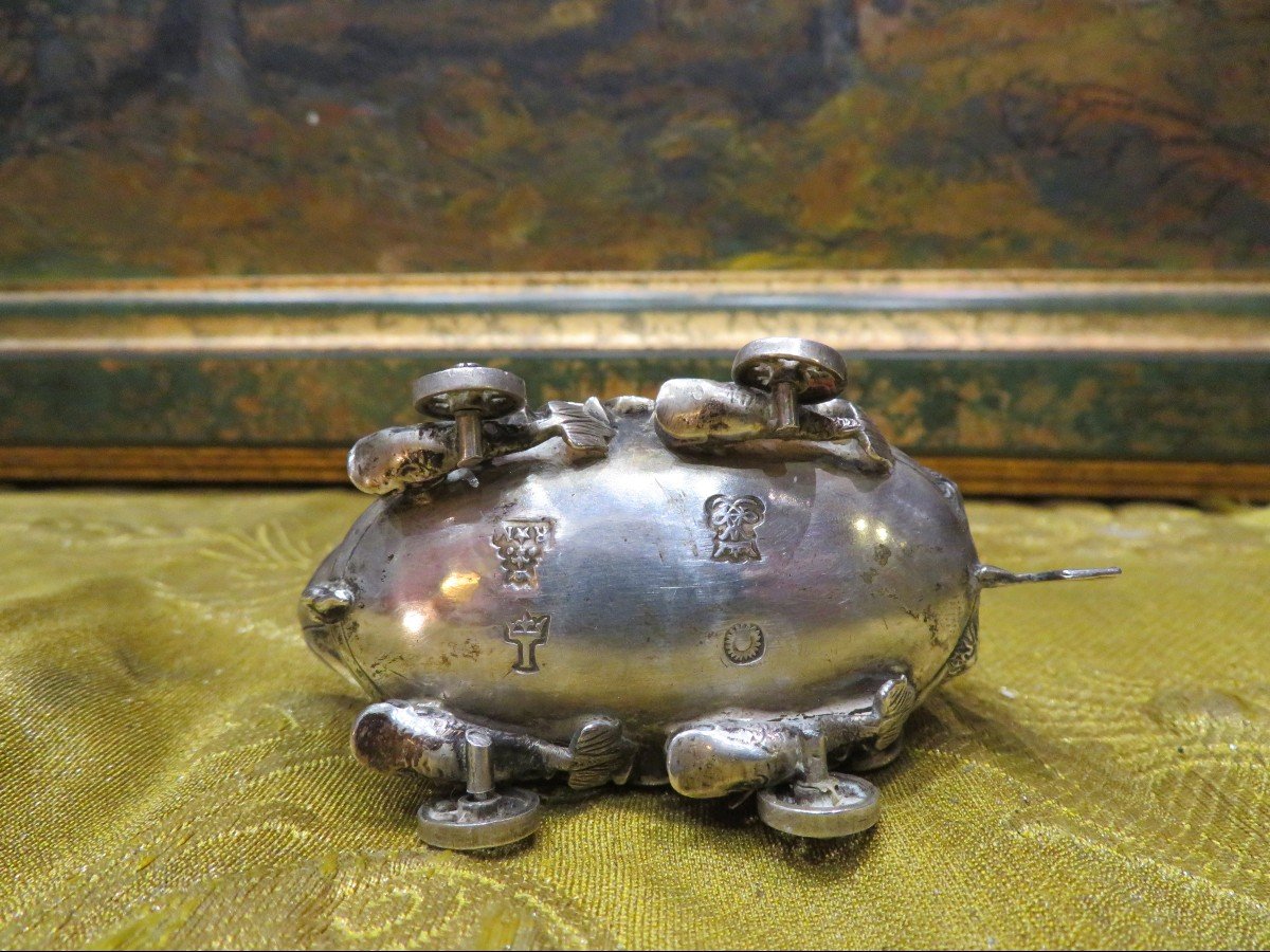 Petit Drakkar En Argent Massif Epoque XVIIIe Vers 1720 Paris R*m Putti Ange Decouverte Du Monde-photo-3