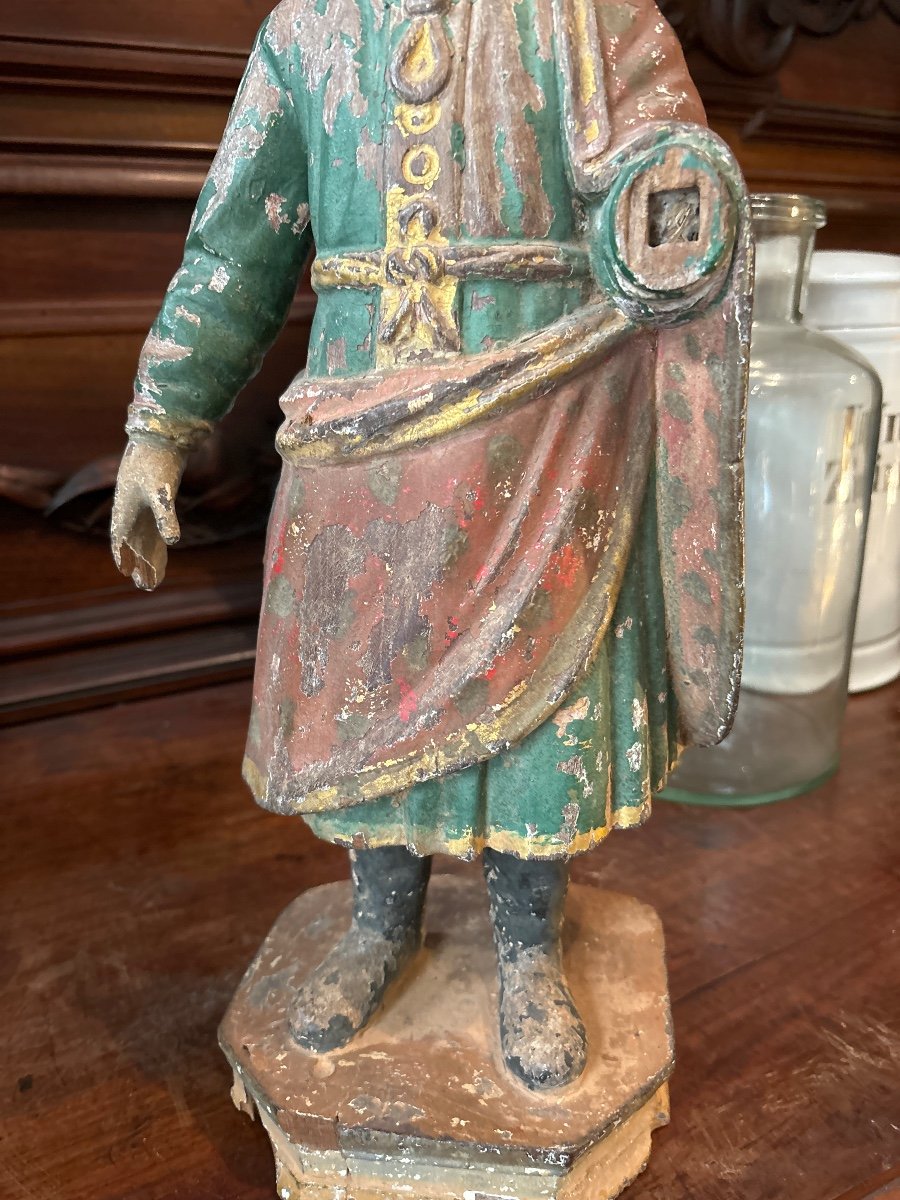 Statue Religieuse En Bois Polychrome XVIIIe Pelerin Travail Hispanique -photo-5