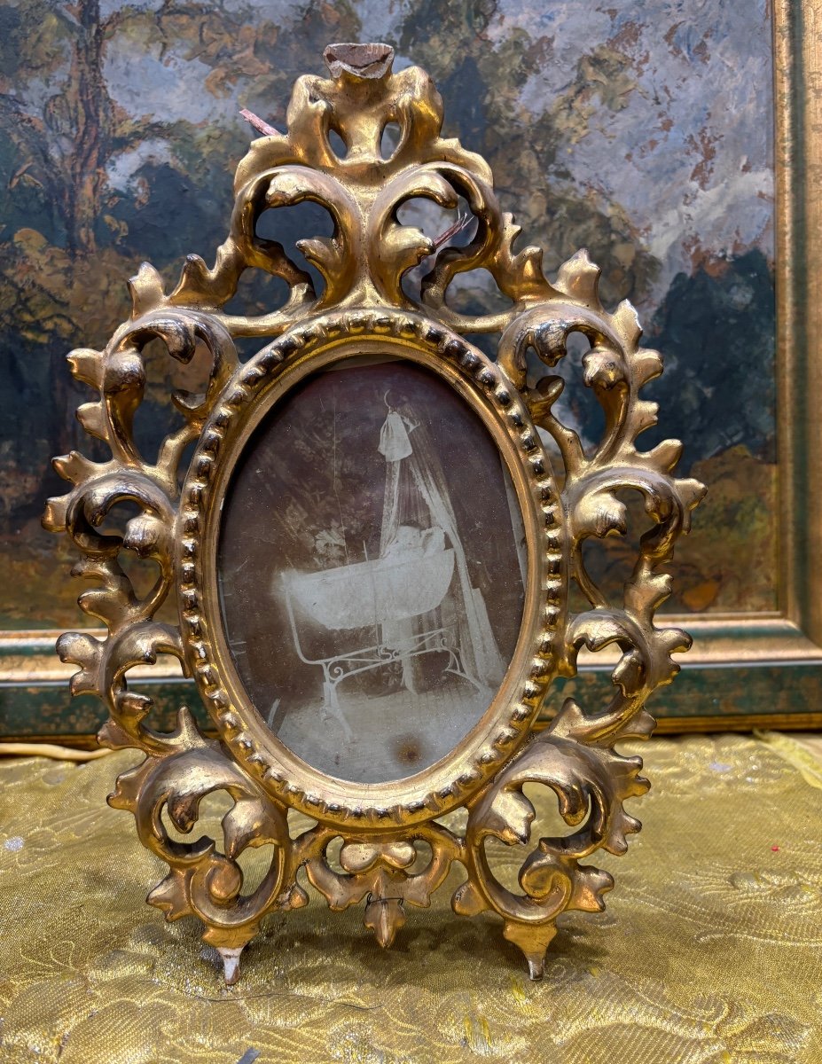 Corniche Frame Italy Firenze In Openwork And Gilded Wood 19th Century Florenti To Place Or Hang 