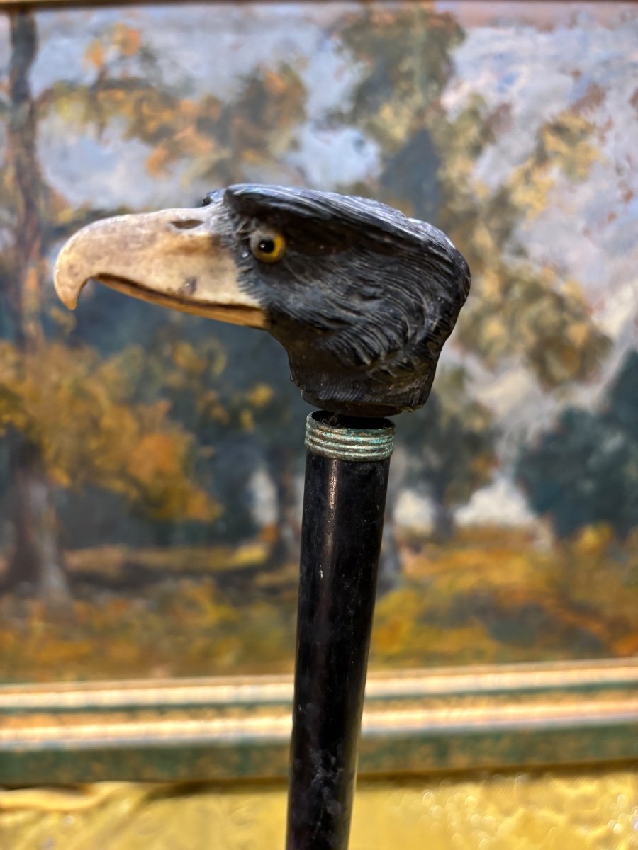 Old Cane Handle Or Umbrella With Eagle Head American Eagle 19th Century-photo-2