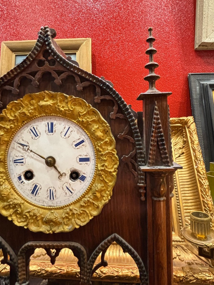 19th Century Flamboyant Gothic Rosewood Clock Circa 1830 -photo-1