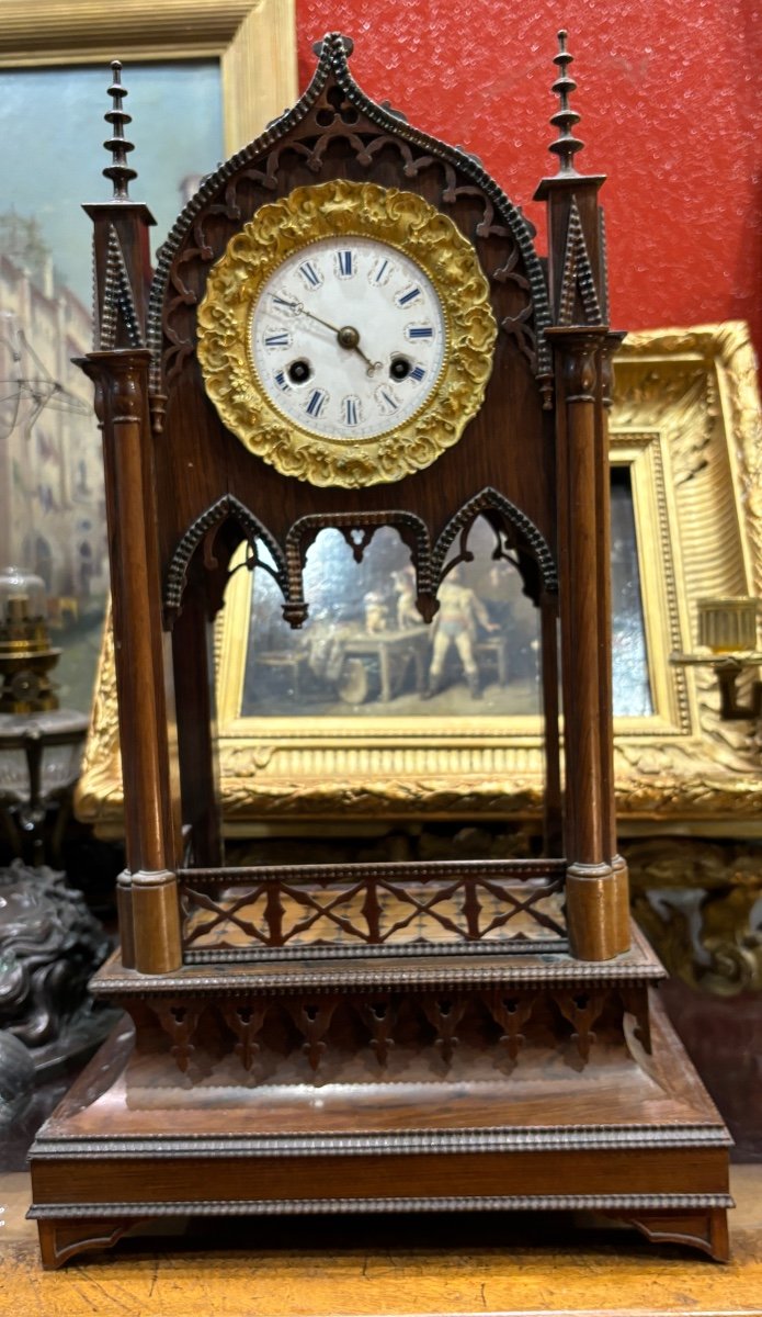 19th Century Flamboyant Gothic Rosewood Clock Circa 1830 