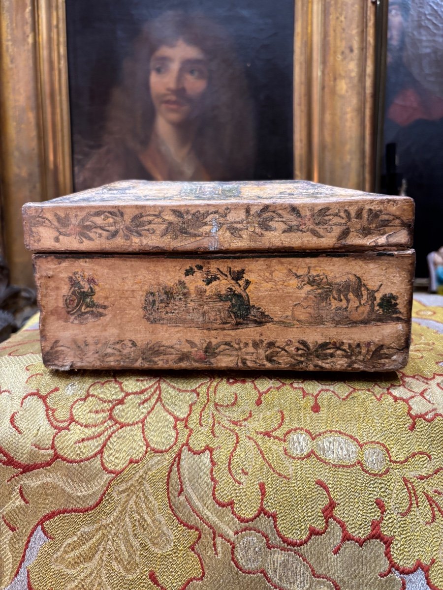 Italian Arte Povera Box With Animal Decor, 18th Century, Camomile Background -photo-4