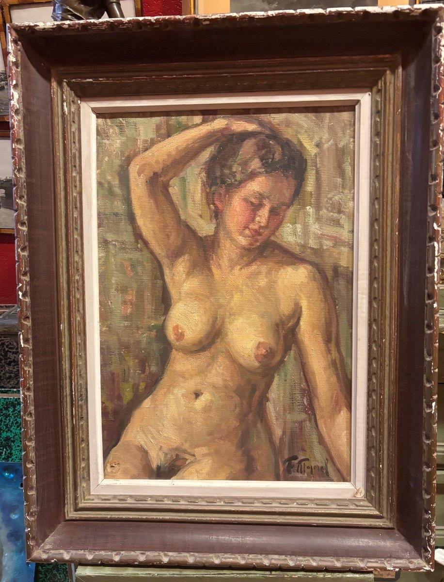 Painting Fernand Majorel Nude Young Woman Art Deco Oil On Canvas 