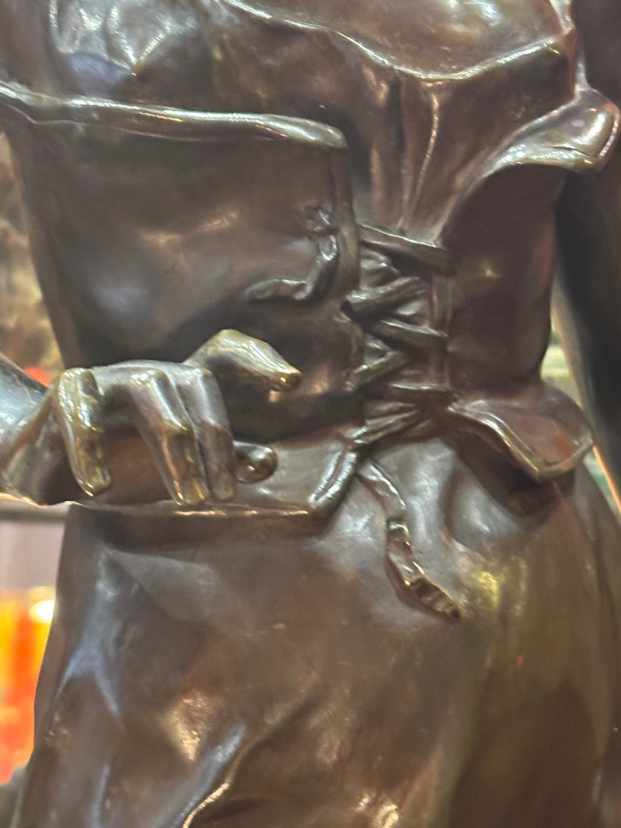 Carlier Grande Sculpture En Bronze  La Candeur -photo-3