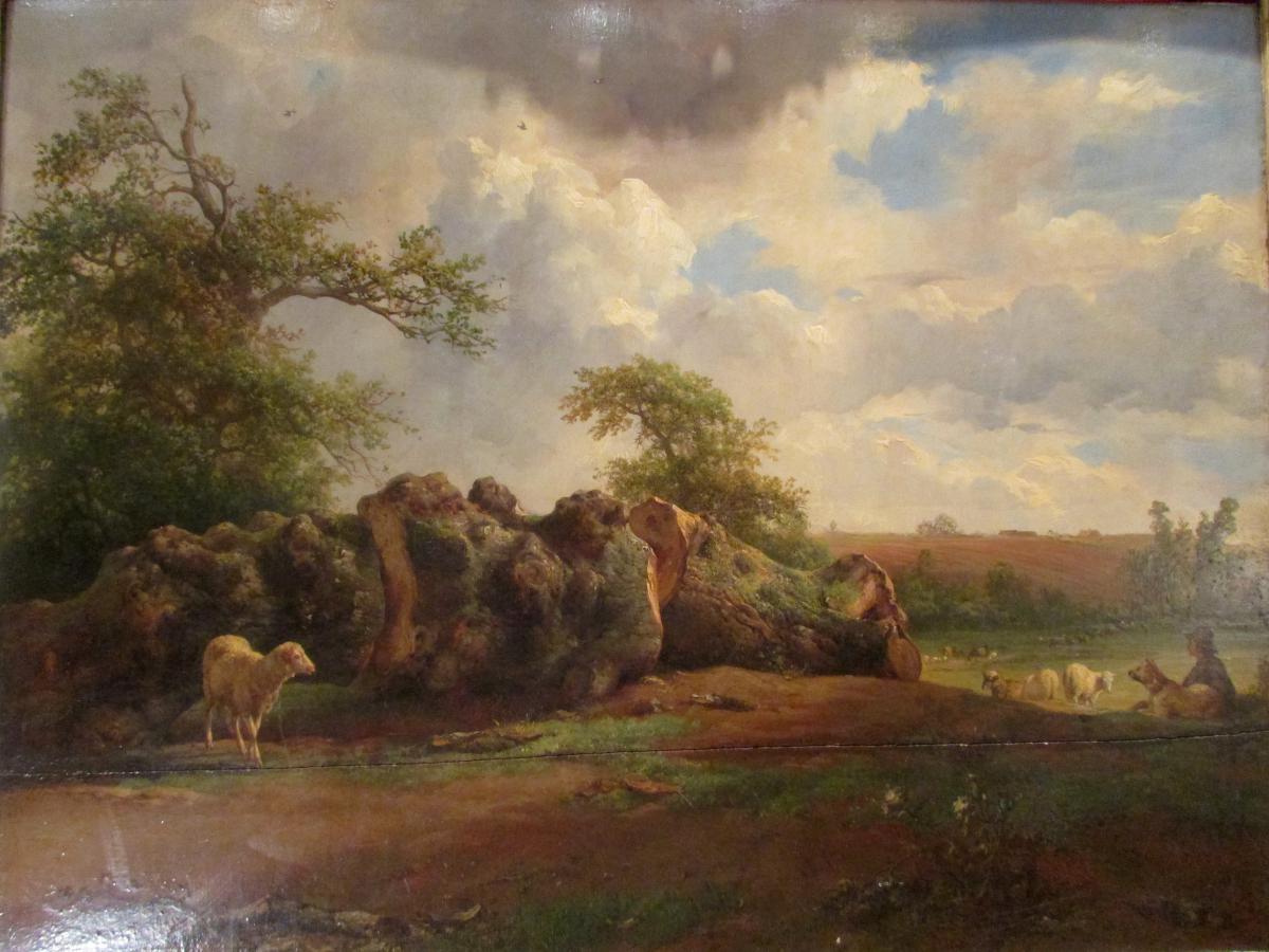 Big Picture Oil On Wood Brascassat 1852 XIX Barbizon School Mouton-photo-2