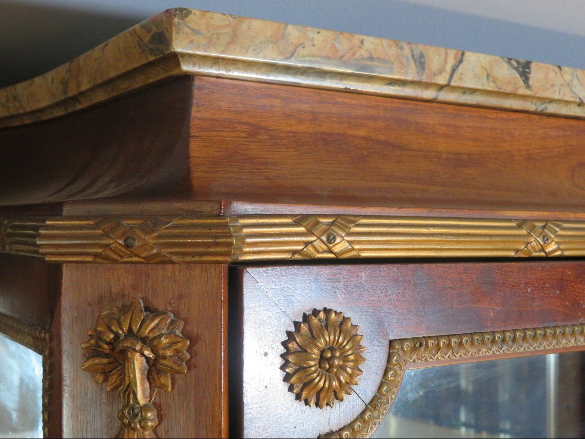 Old Showcase Argentier Napoleon III Style Lxvi Nineteenth Floral Marquetry And Gilt Bronze-photo-2