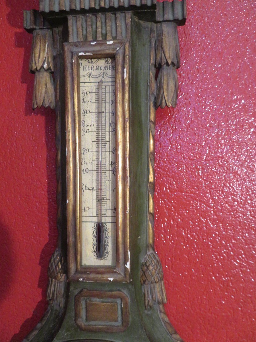 Old Large Wall Barometer In Lacquered And Gilded Wood Lxvi Style Period Late Nineteenth-photo-3