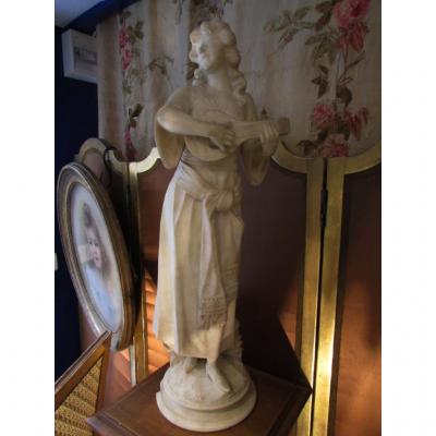 Old Statue Sculpture Marble Or Alabaster Nineteenth Musician Romantic