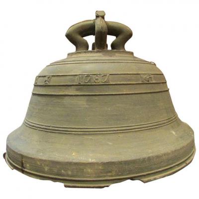 Old Chapel Bell Bronze Period End XVIIIth Dated 1787 Croix De Malte Signed