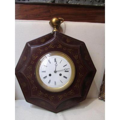 Cartel Applique In Tole Painted Vintage 1900 Style Empire Chime Clock