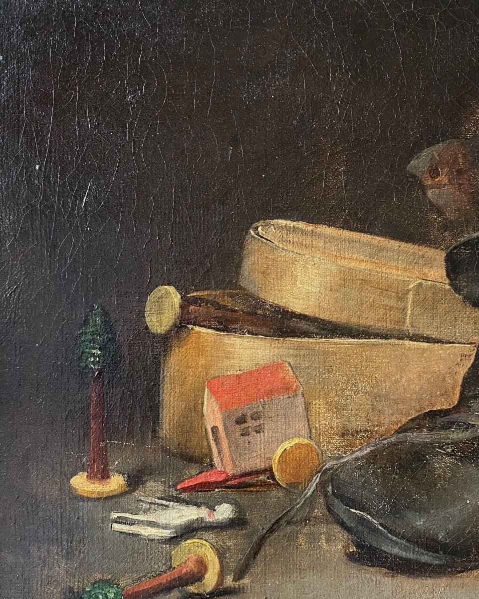 Composition With Toys, Oil On Canvas By Weber In 1884-photo-1