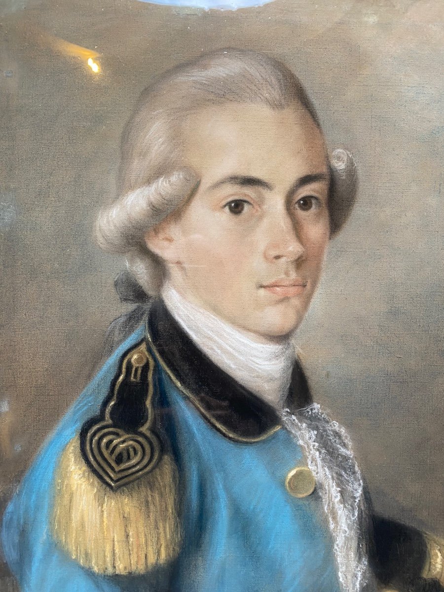 Portrait Of A Soldier, Pastel Late 18th Century-photo-2