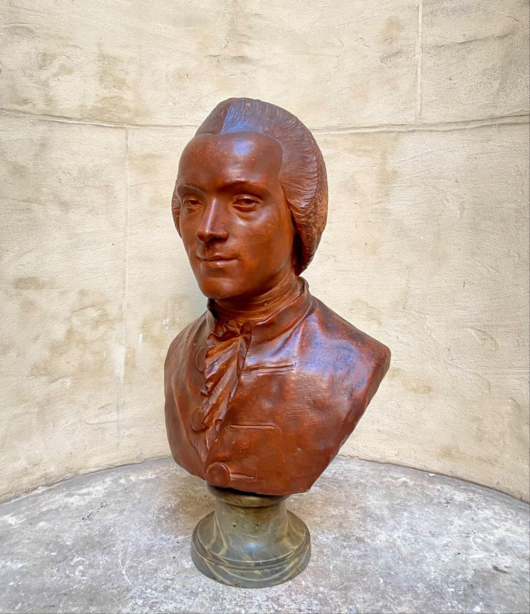 Bust Of Caron De Beaumarchais In Terracotta, (presumed Bust)-photo-2