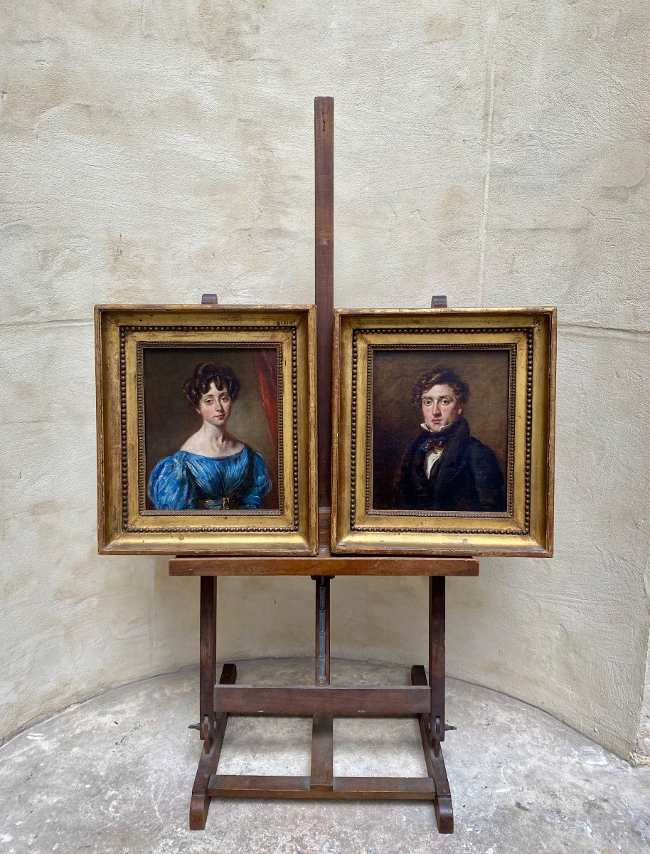Paire De Portraits Vers 1820,  Entourage De Delacroix -photo-6