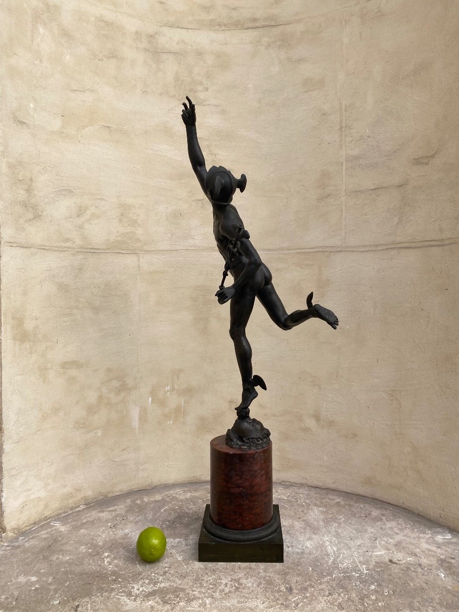 Flying Mercury, Bronze After Jean De Bologne 1830-photo-2