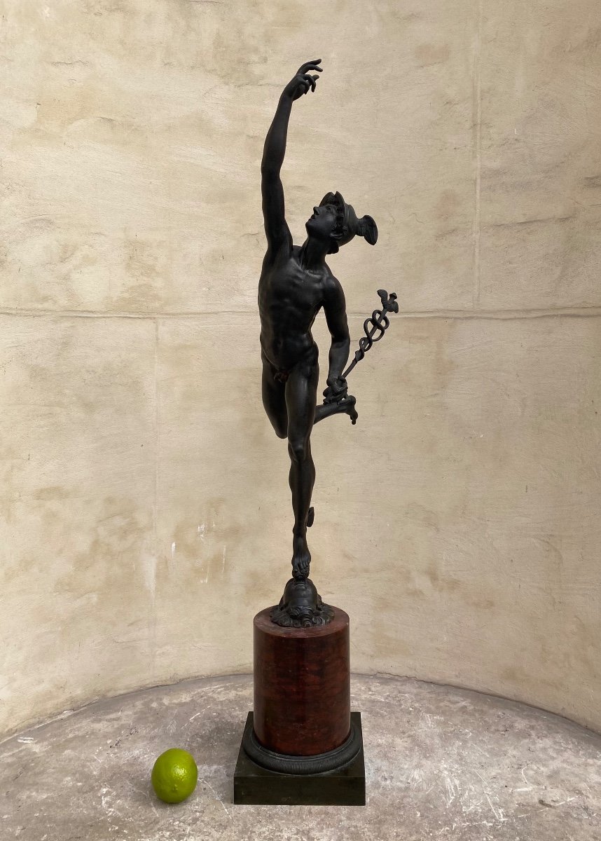 Flying Mercury, Bronze After Jean De Bologne 1830-photo-4