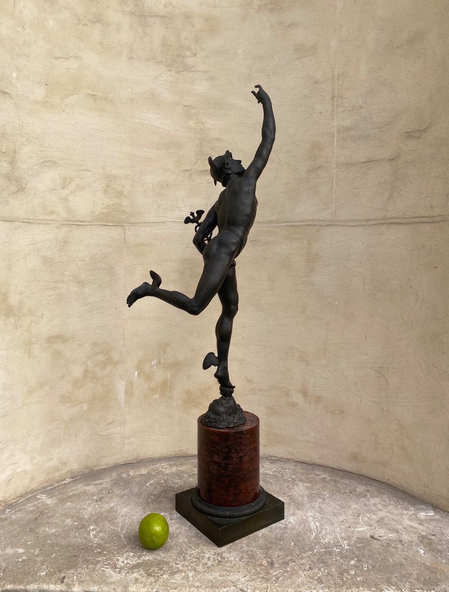 Flying Mercury, Bronze After Jean De Bologne 1830-photo-3