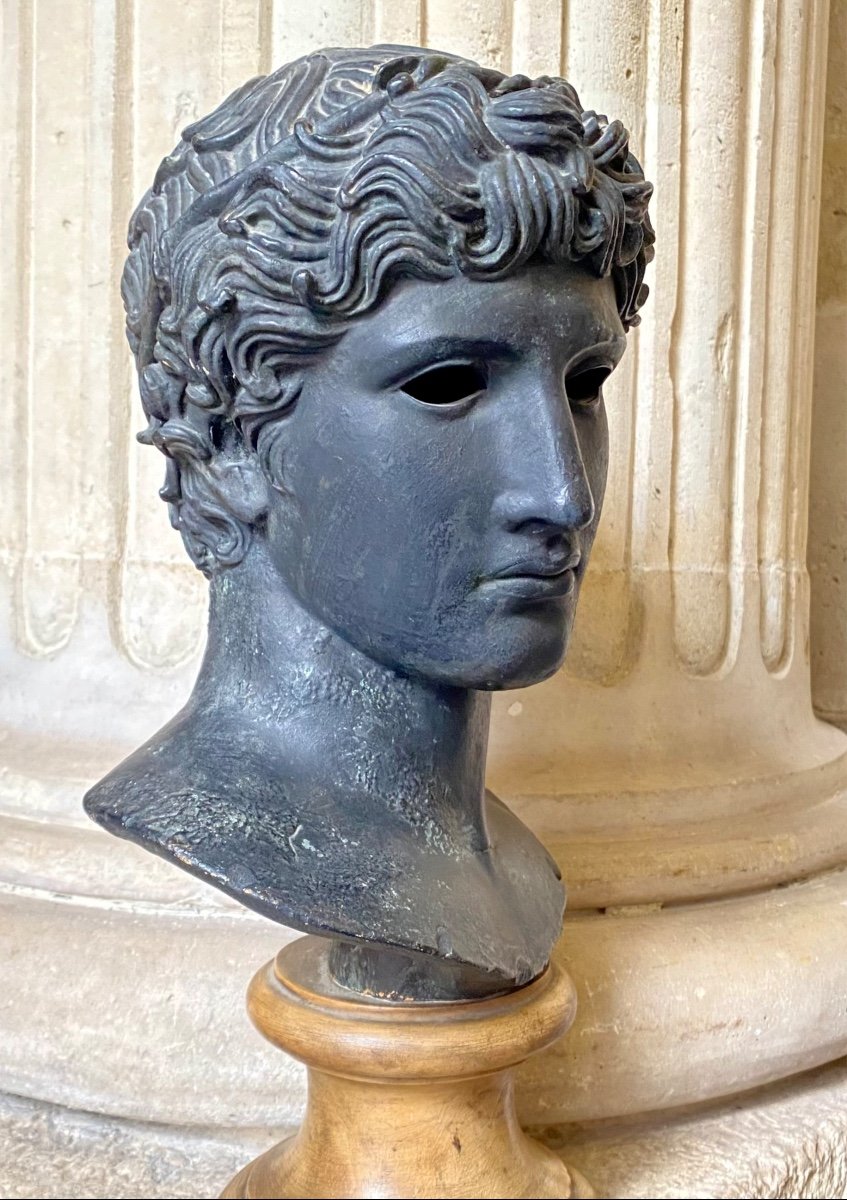 Head Of A Winning Athlete, Patinated Plaster From Antiquity -photo-3