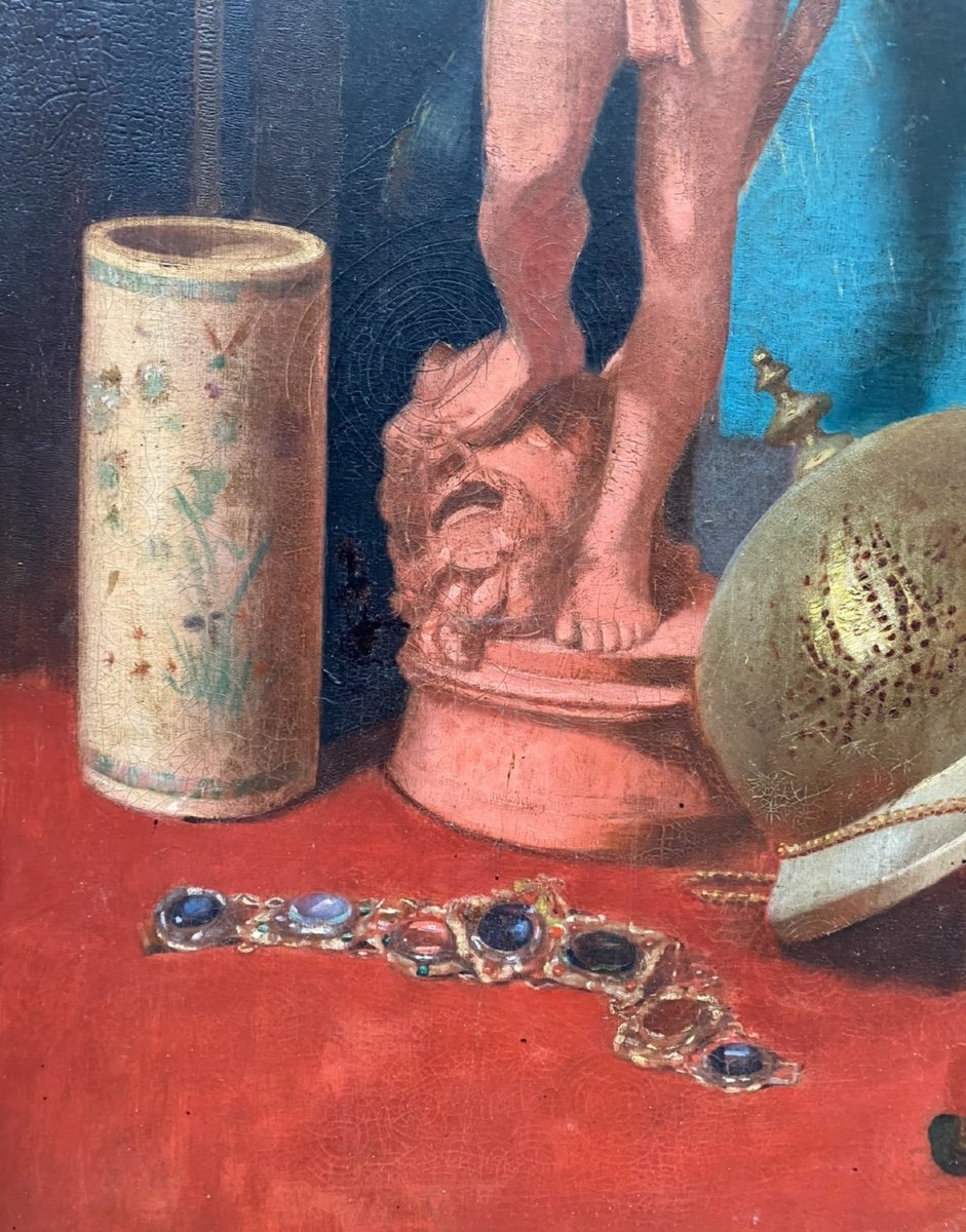 Artist's Trinkets, Large Still Life By J. B. Avel 1893-photo-4