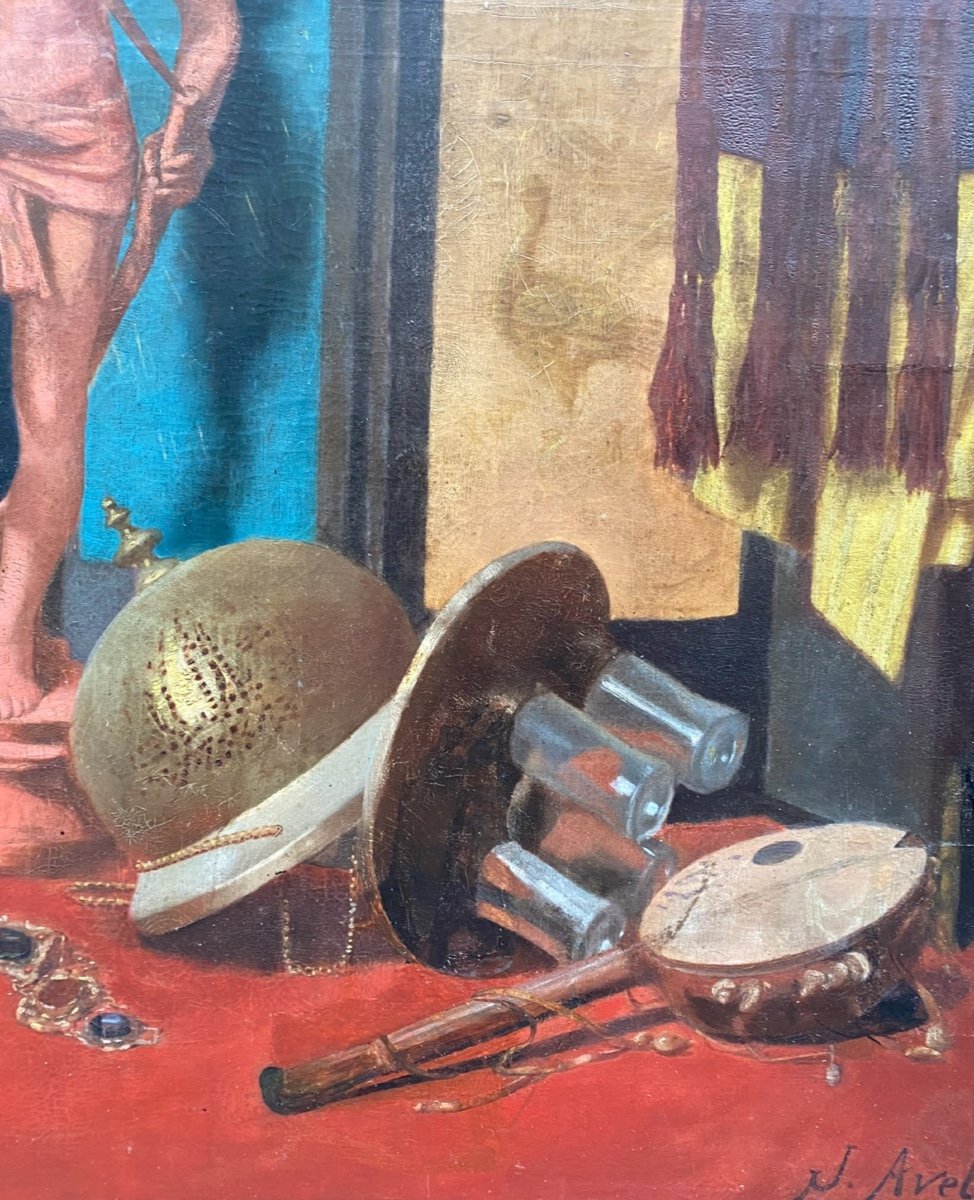 Artist's Trinkets, Large Still Life By J. B. Avel 1893-photo-5