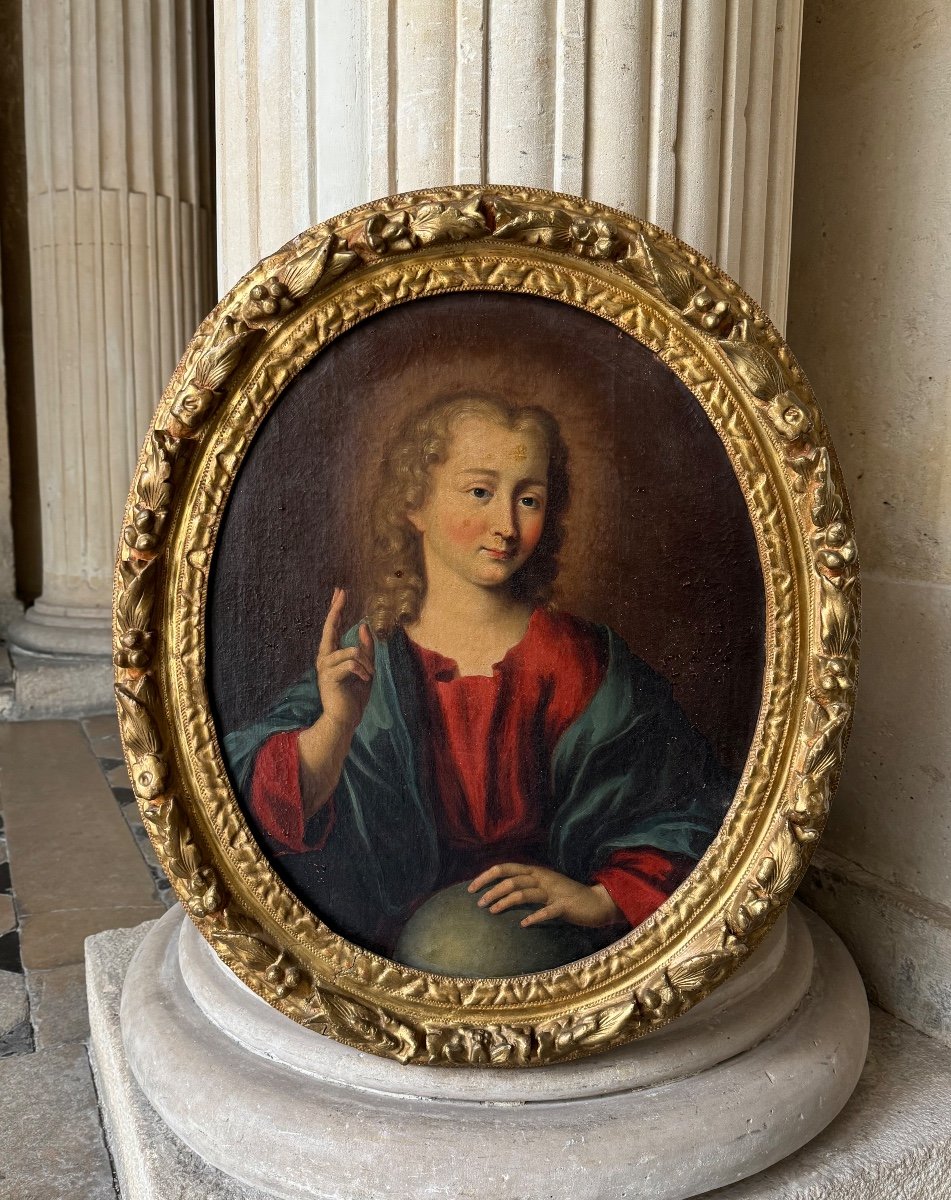 Le Christ Bénissant, Huile Sur Toile Vers 1700