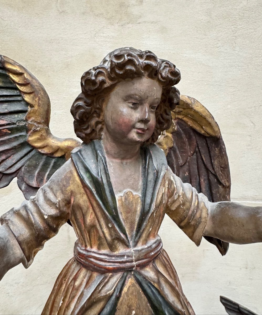 Pair Of Wooden Angels Circa 1600-photo-3