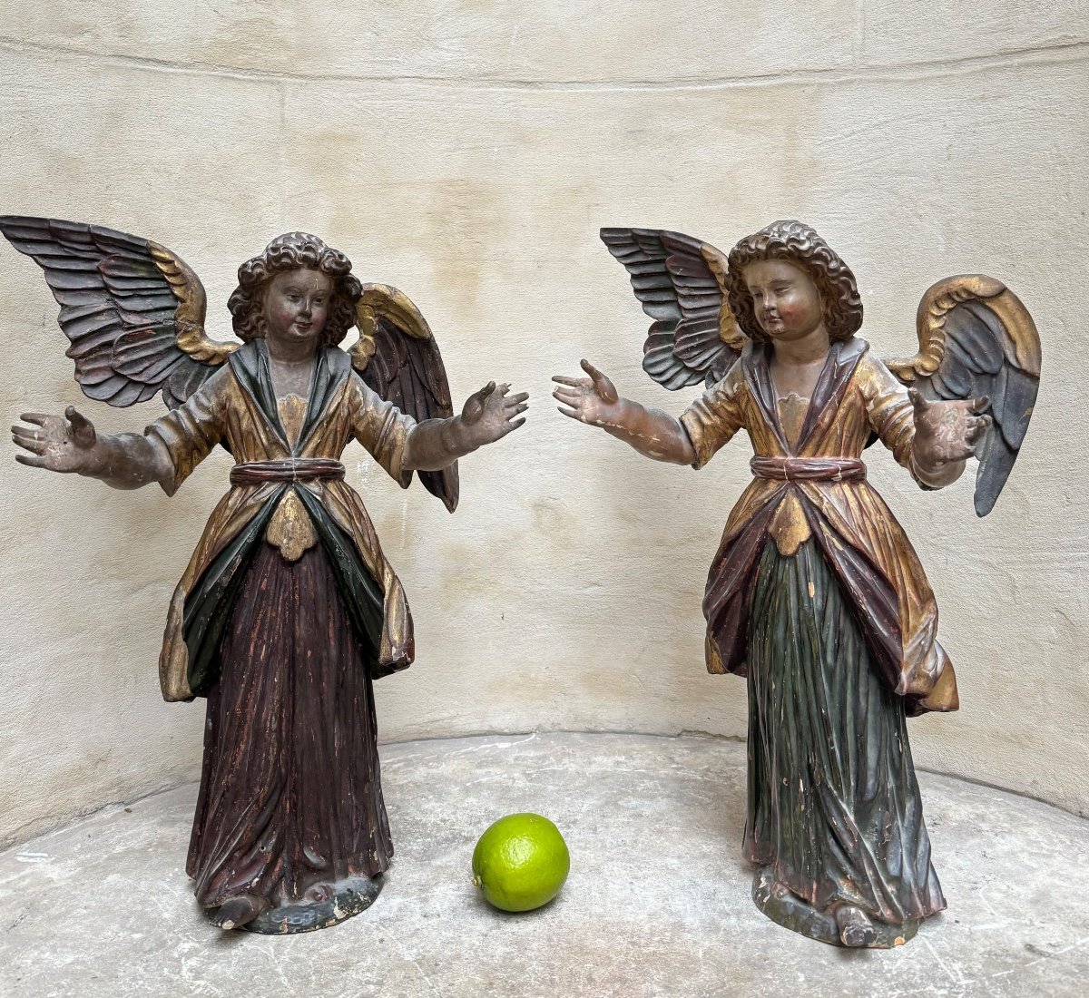 Pair Of Wooden Angels Circa 1600