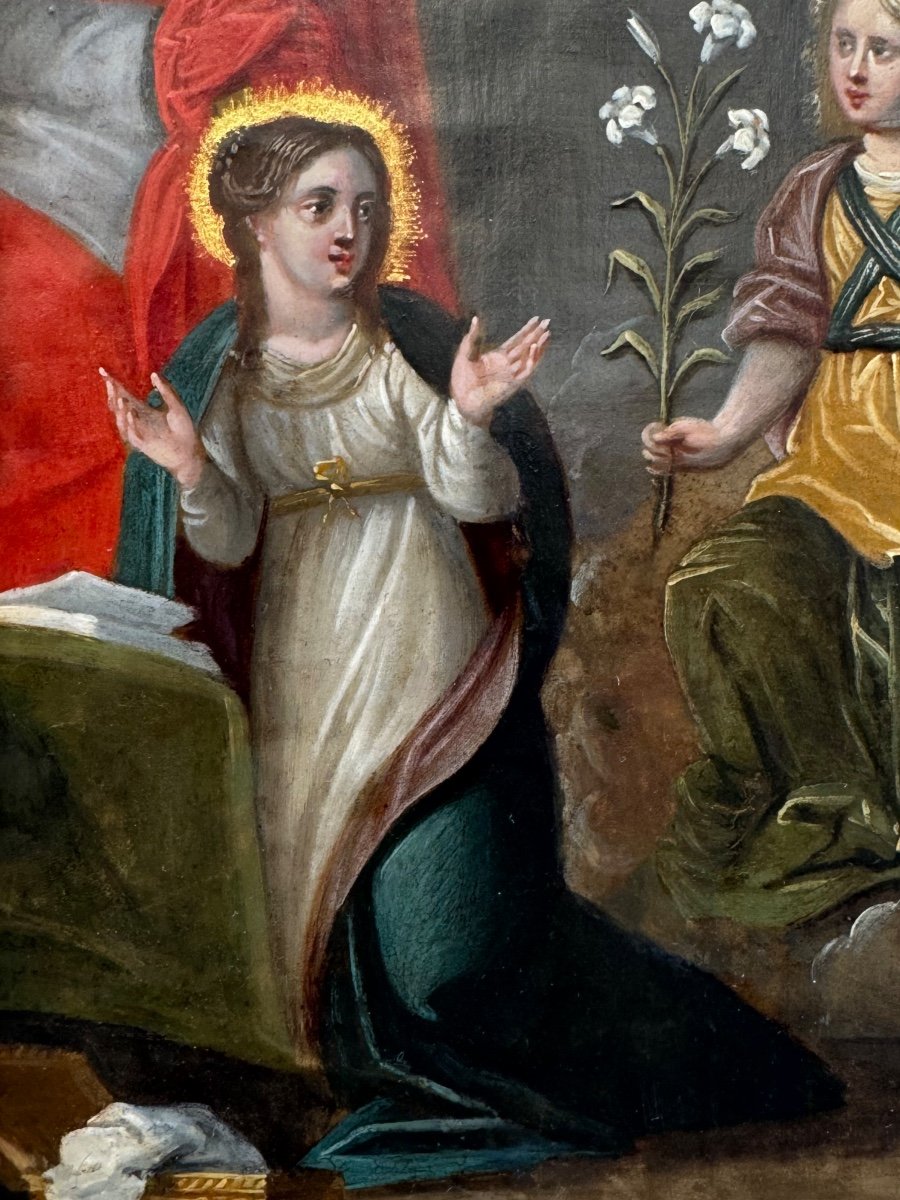 The Annunciation, Oil On Copper 17th Century -photo-1