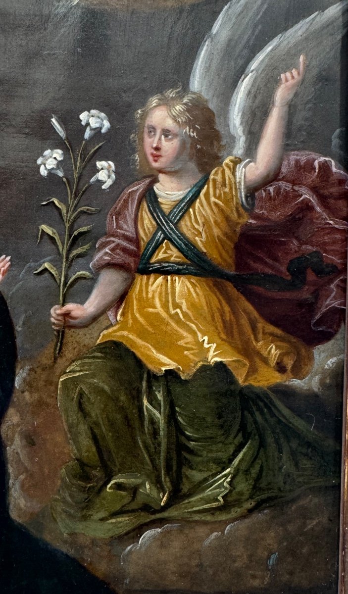 The Annunciation, Oil On Copper 17th Century -photo-2