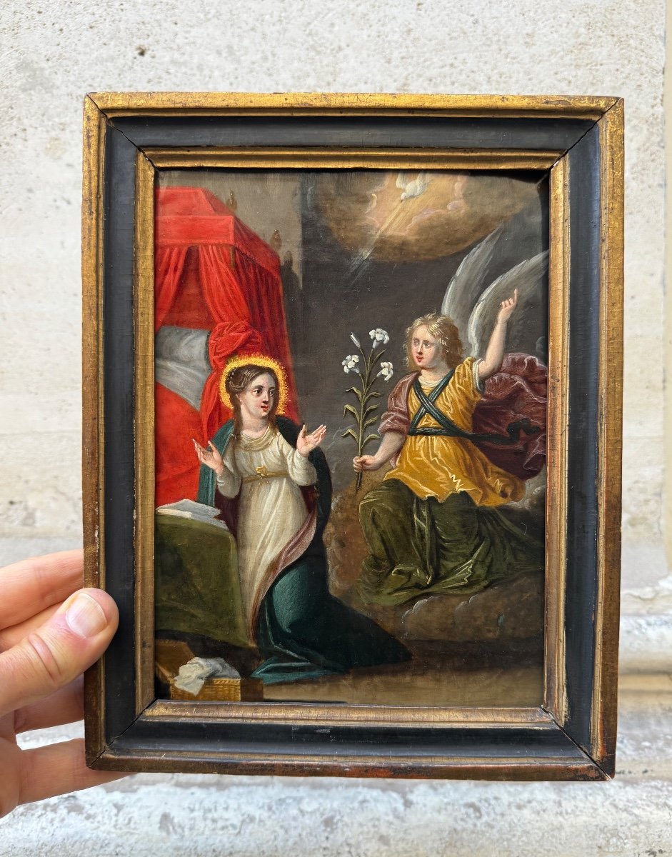 The Annunciation, Oil On Copper 17th Century -photo-5