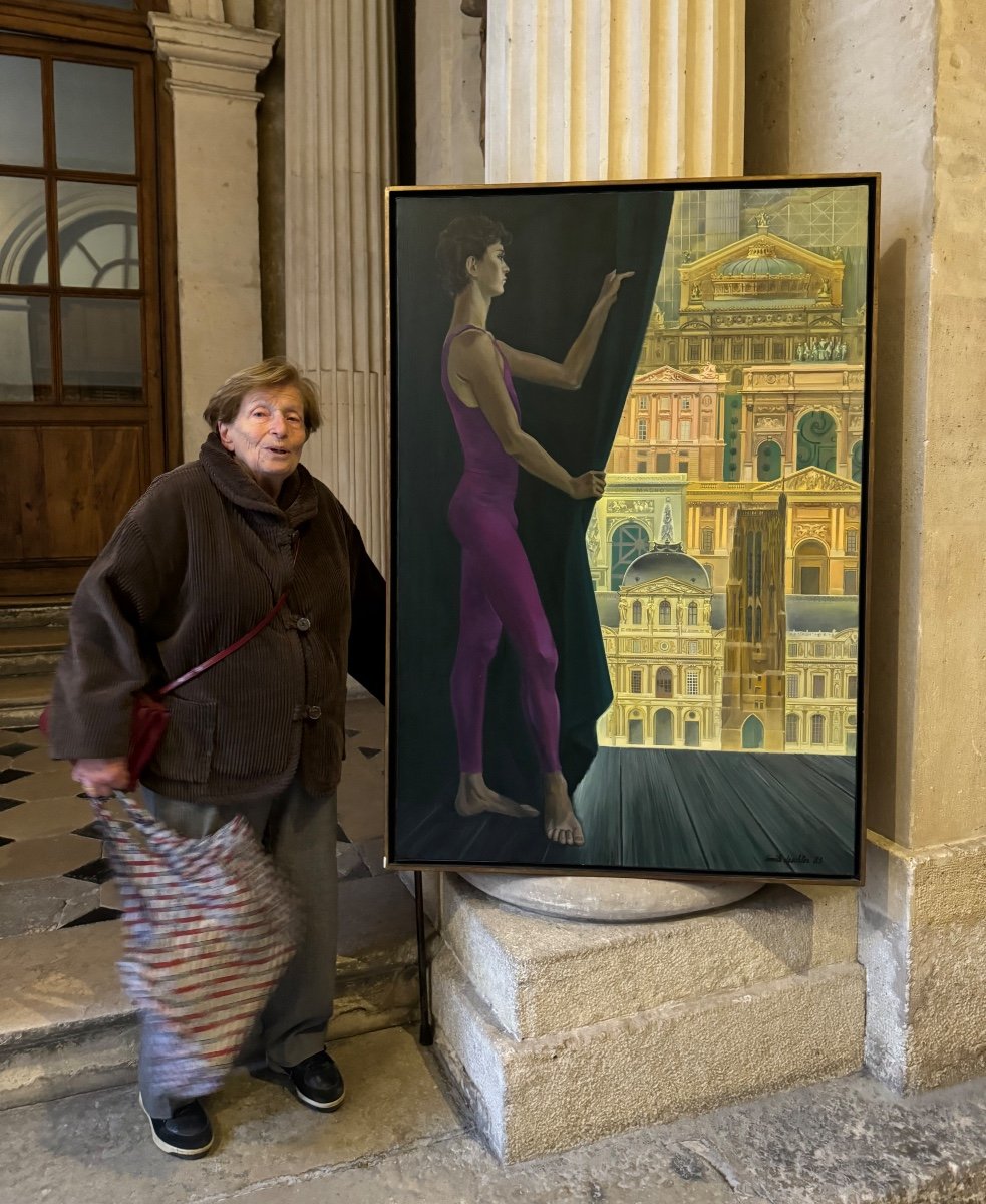 Paris En Scène, Huile Sur Toile Par émile Deschler 1983-photo-1