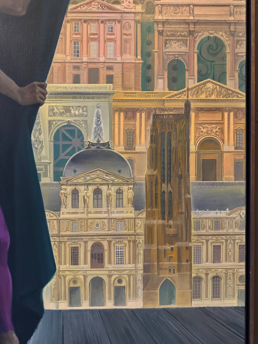 Paris En Scène, Huile Sur Toile Par émile Deschler 1983-photo-4