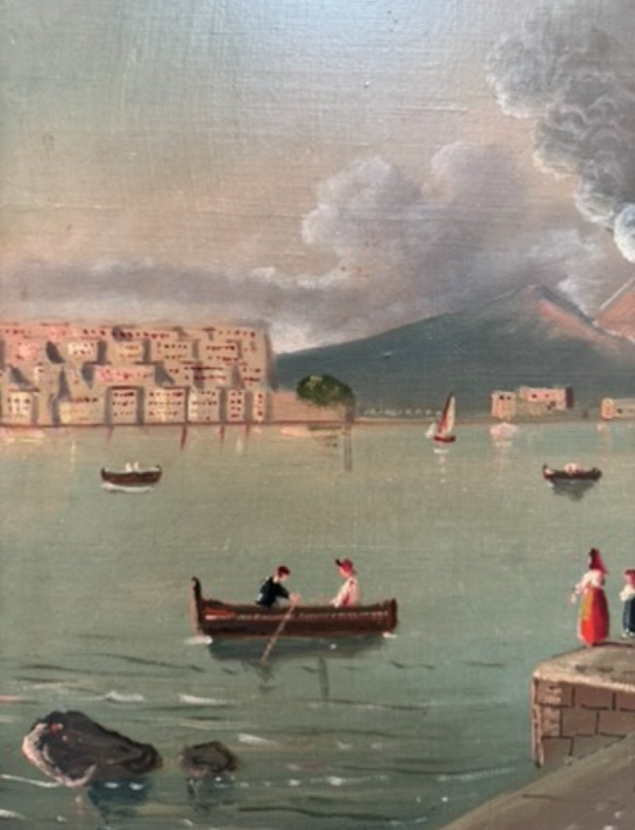 4 Views Of The Bay Of Naples And Vesuvius, Late 19th Century-photo-4