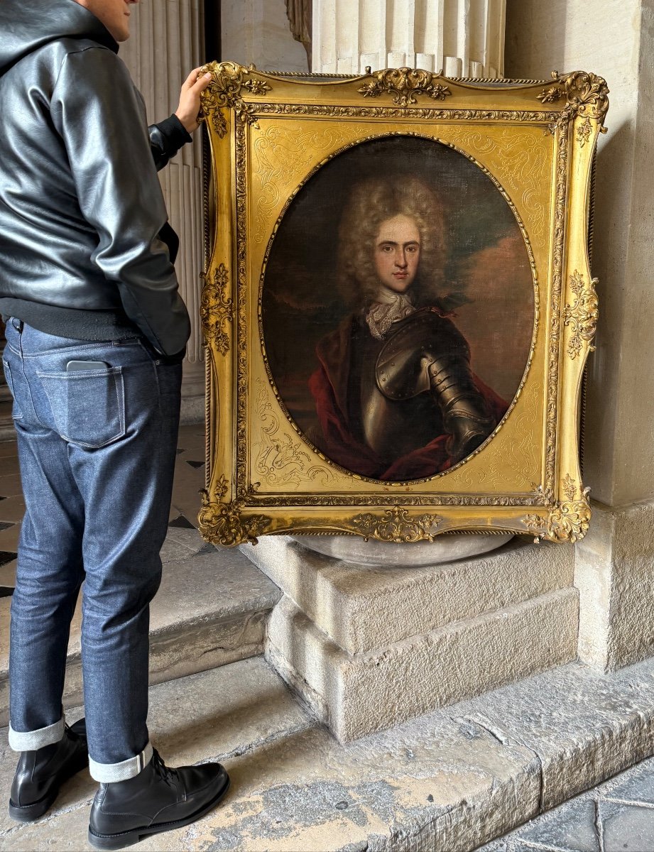 Large Portrait Of A Man In Armor Late 17th Century -photo-1