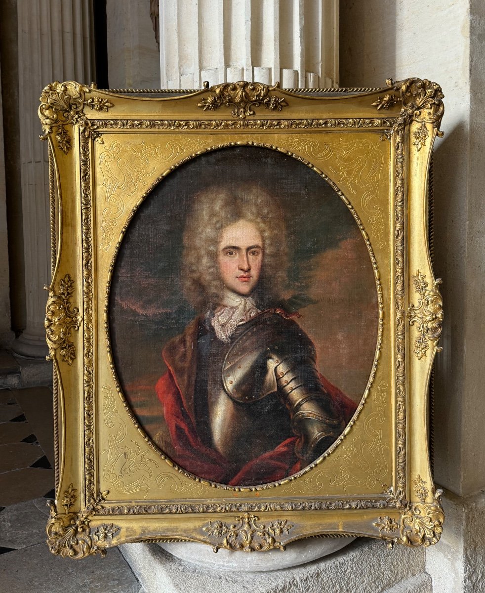 Grand Portrait D’un Homme En Cuirasse Fin 17ème Siècle 