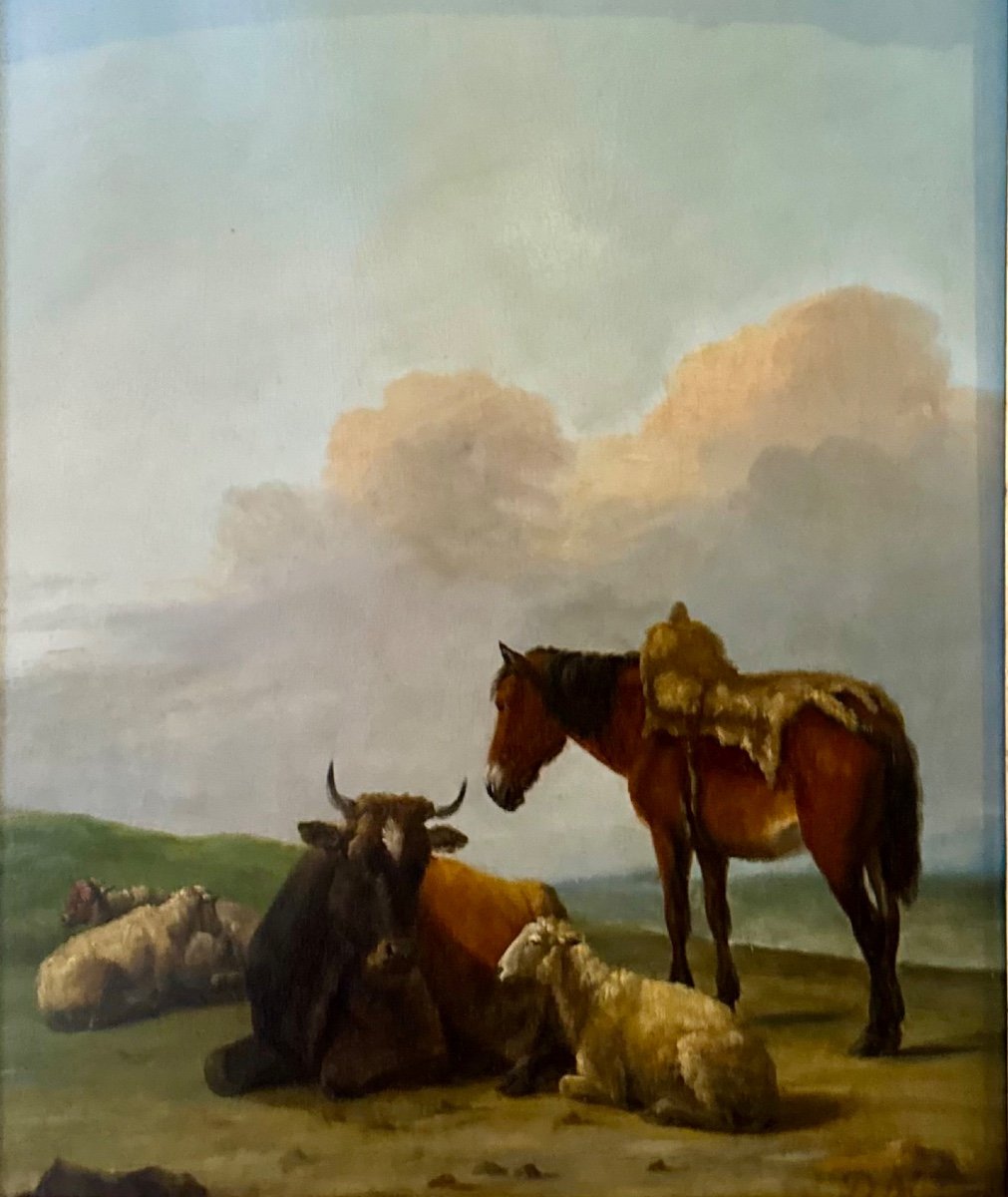 Animaux Dans Un Paysage, Jean-louis De Marne Vers 1800-photo-2