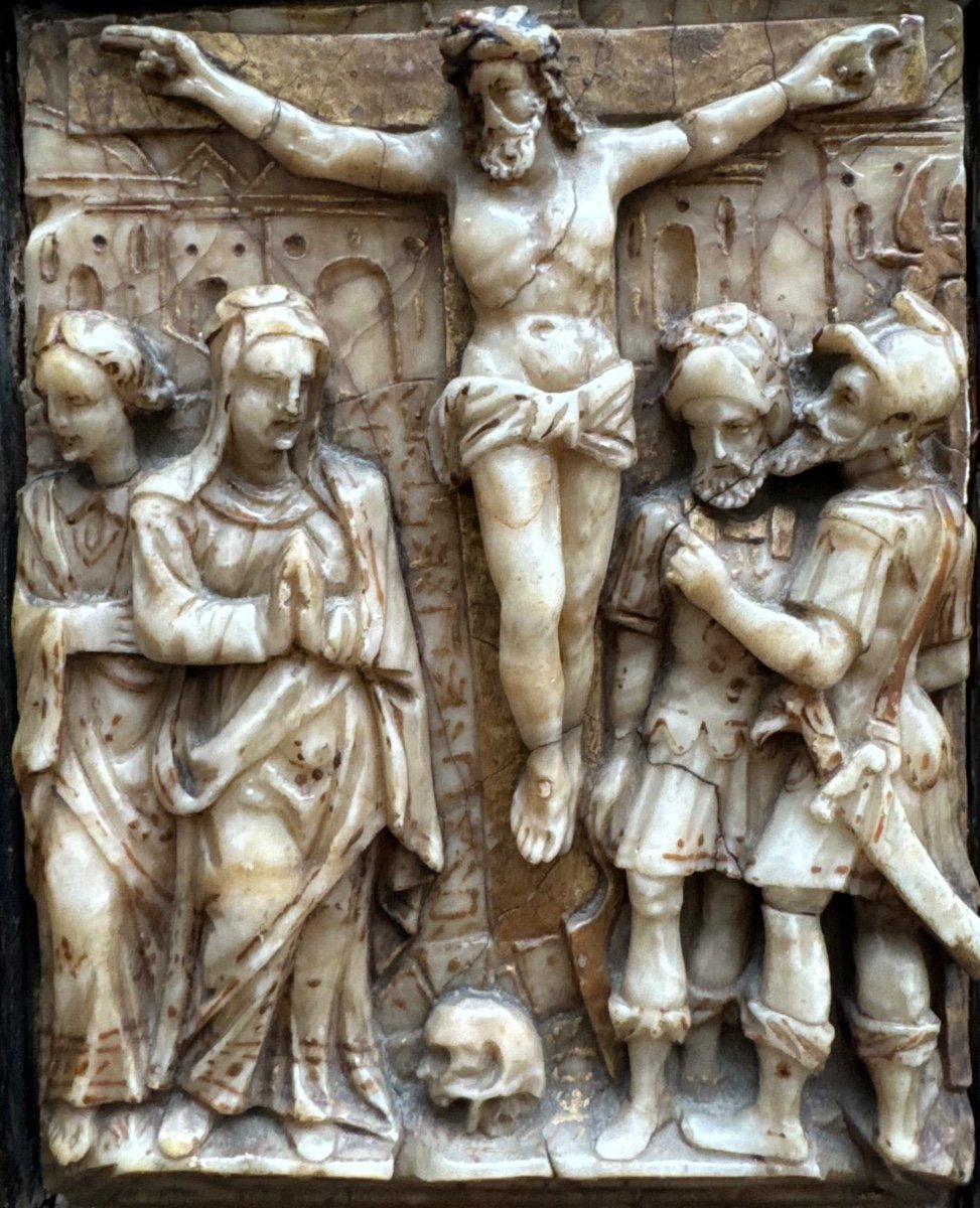 The Crucifixion, Monogrammed Alabaster Of Malines, Early 17th Century -photo-3