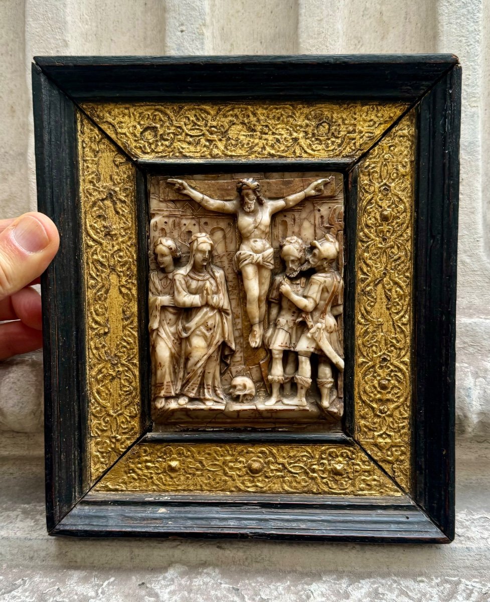 The Crucifixion, Monogrammed Alabaster Of Malines, Early 17th Century -photo-3