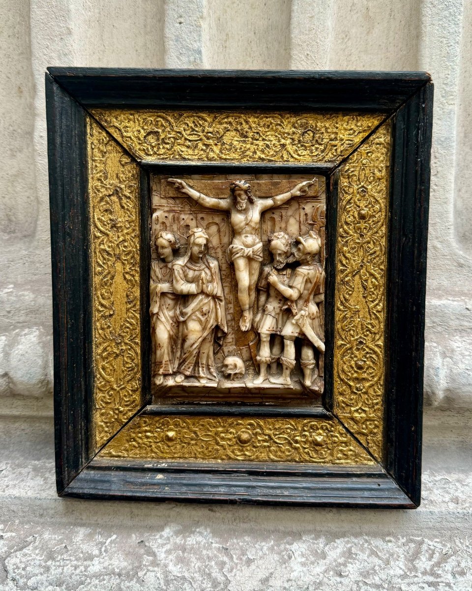 The Crucifixion, Monogrammed Alabaster Of Malines, Early 17th Century 