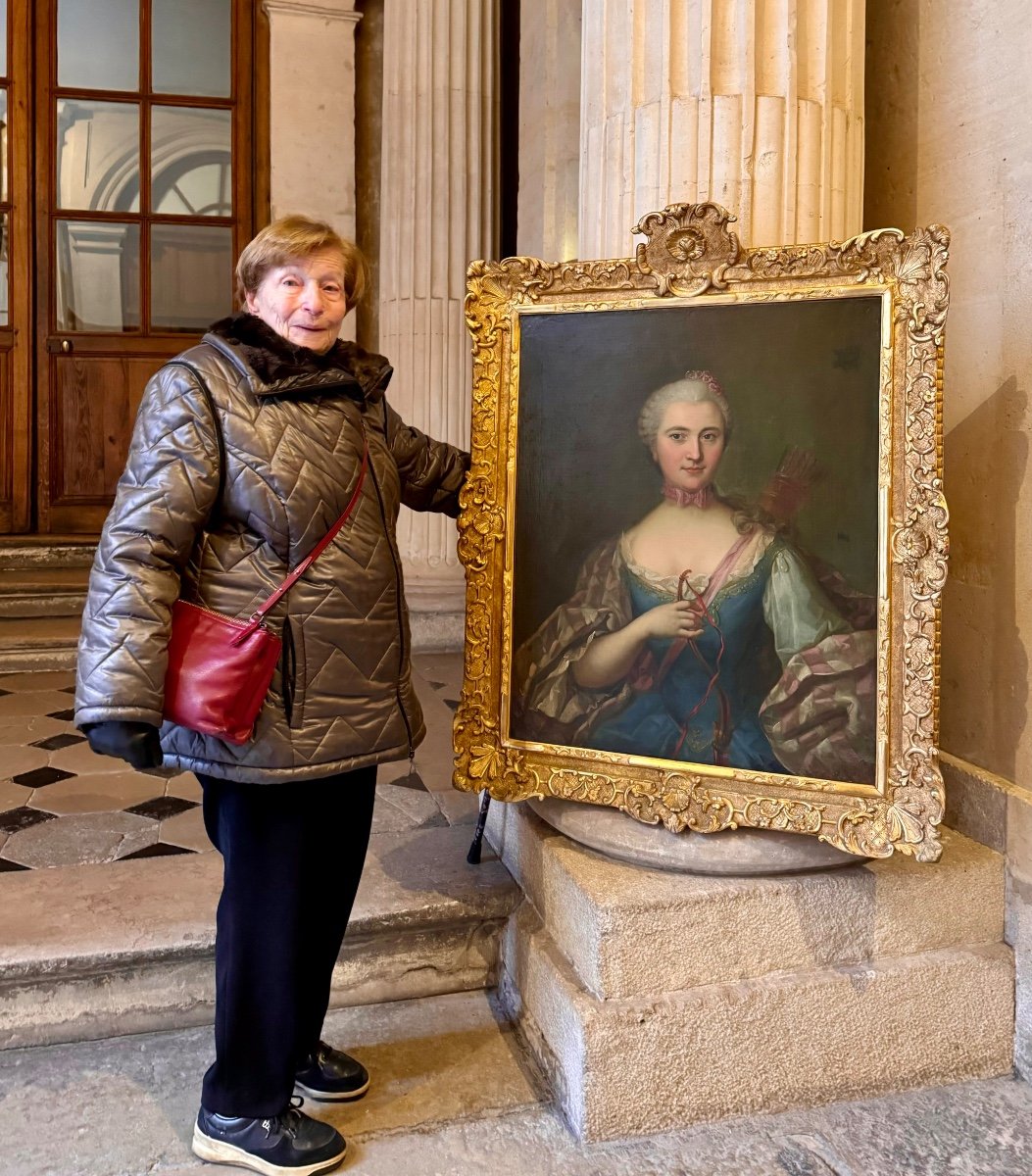 Portrait D’une Jeune Femme En Diane, Michel-hubert Descours, 1750-photo-7