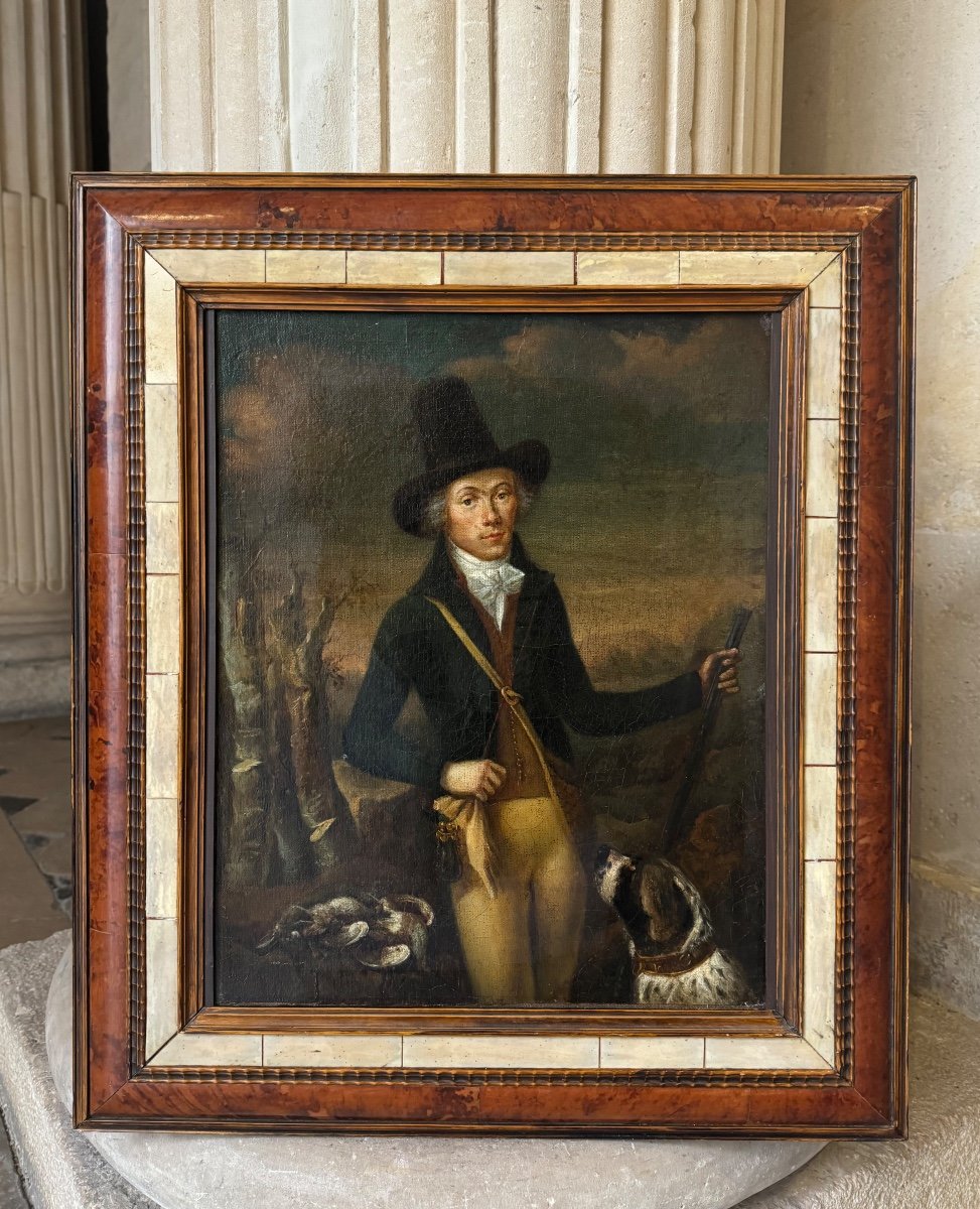 Portrait D’un Jeune Chasseur, Ecole Anglaise Début 19ème Siècle 