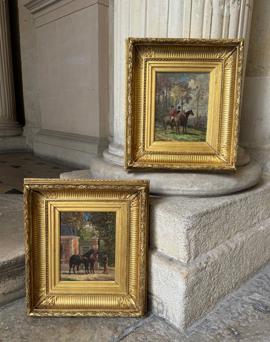 Chevaux Arabes Devant Une Propriété, Par Auguste De Molins-photo-1